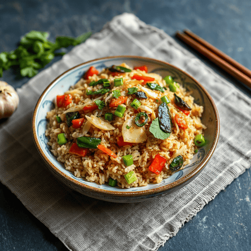 Asia-Bratreis mit Gemüse und Ei