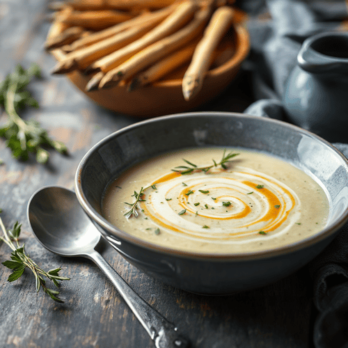 Cremige Spargelsuppe mit frischen Kräutern
