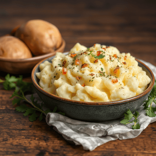 Feines Kartoffelpüree-Duett mit Schnittlauch und Crème Fraîche