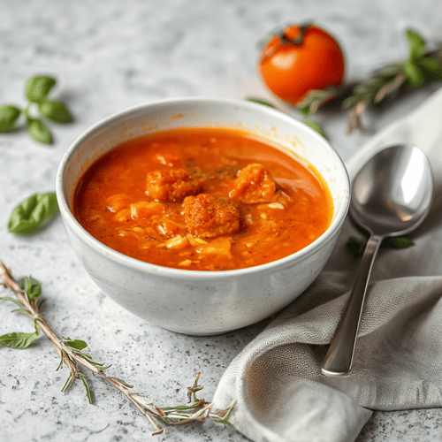 Fruchtige Tomatensuppe mit Basilikum und Rosmarin