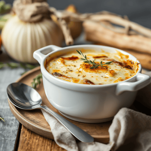 Gratinierte Zwiebelsuppe mit Käsekruste