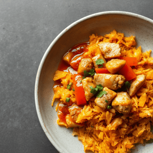 Herbstliche Kürbisnudeln mit Hähnchen und milder Chili-Note