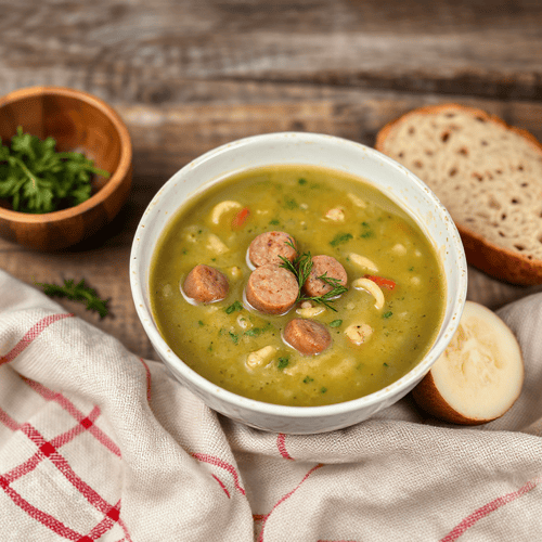 Herzhafte Erbsensuppe mit Mettenden