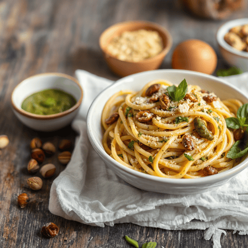 Pasta al Pistacchio mit Frischem Kräuterpesto