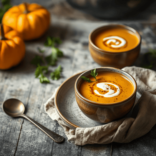 Pikante Kürbissuppe mit gerösteten Kürbiskernen