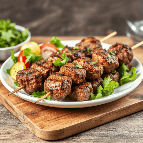 Selbstgemachte Cevapcici mit Salat