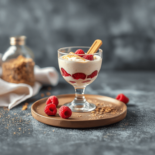 Weihnachtliches Himbeer-Dessert mit Spekulatius
