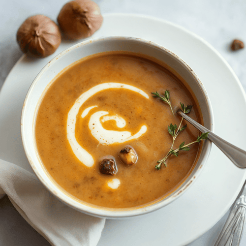 Würzige Maronensuppe mit Chili-Zimt-Croutons