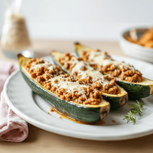 Zucchini mit aromatischer Hackfleischfüllung