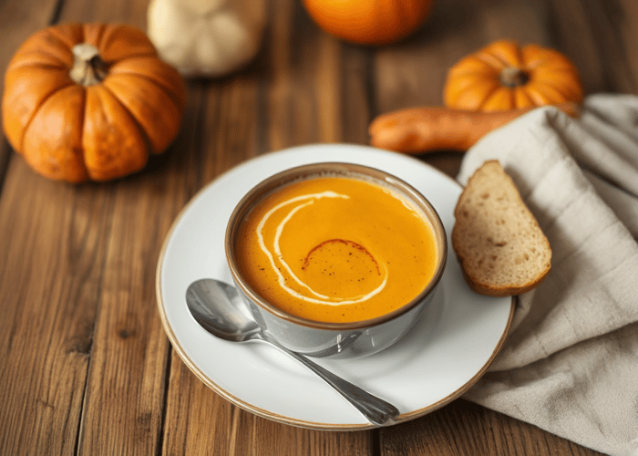 Süße Kürbis-Süßkartoffel-Suppe
