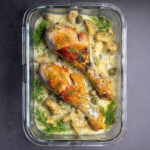 Knoblauch Hähnchenkeule mit Kapern-Zitronen-Soße